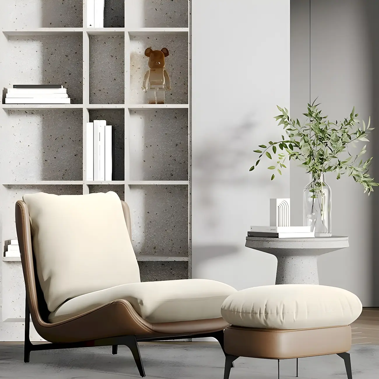 Modern Leather Armless Chair with High Pillow Back Image - 2 | homeyfad