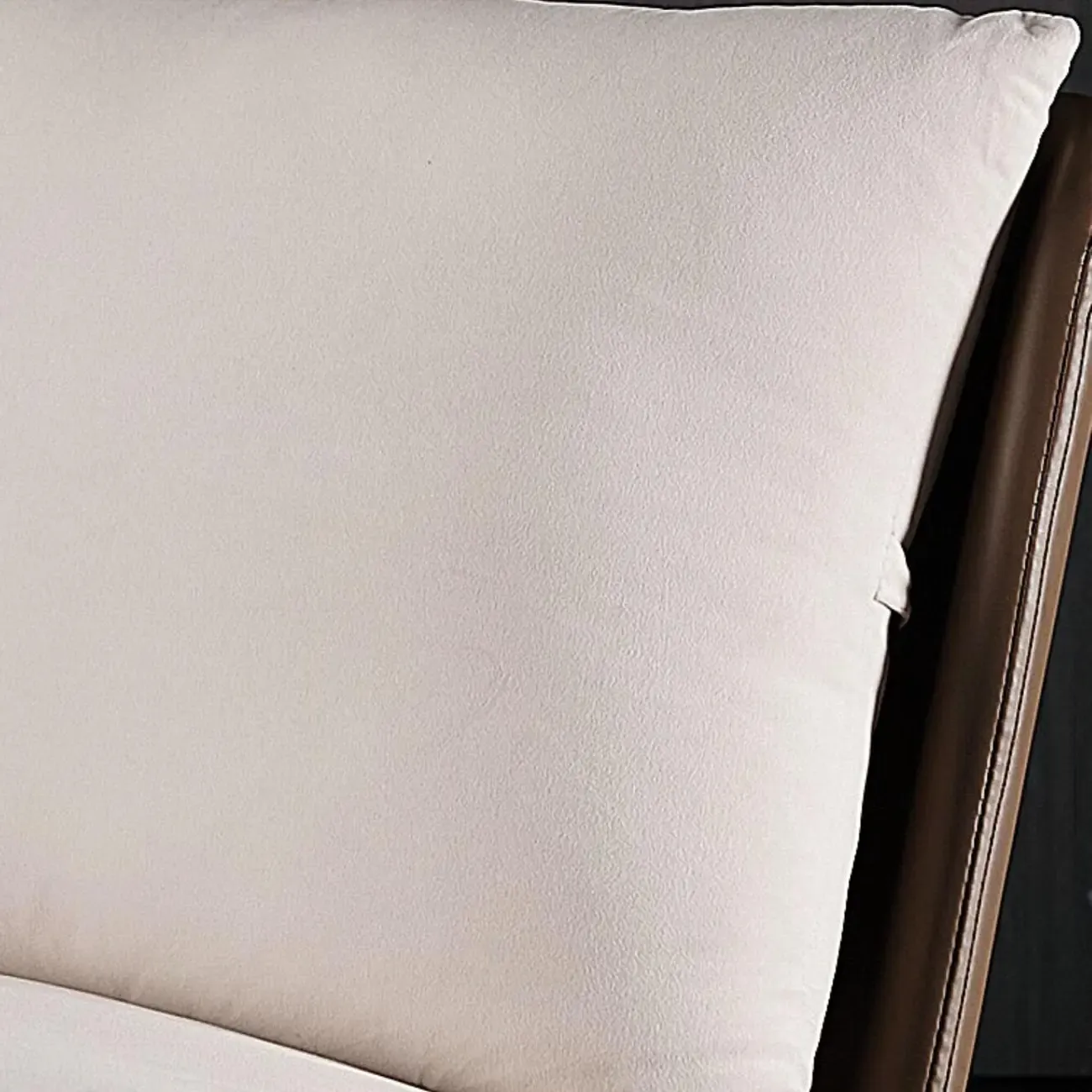 Modern Leather Armless Chair with High Pillow Back Image - 11