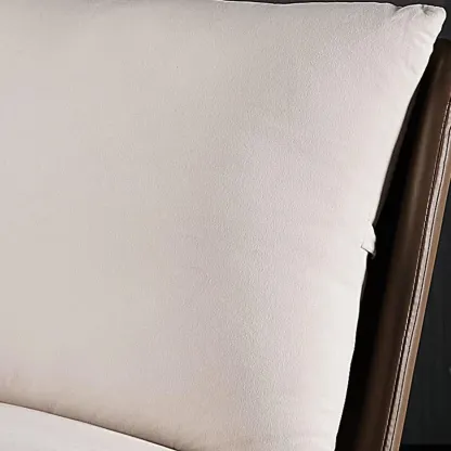 Modern Leather Armless Chair with High Pillow Back Image - 11