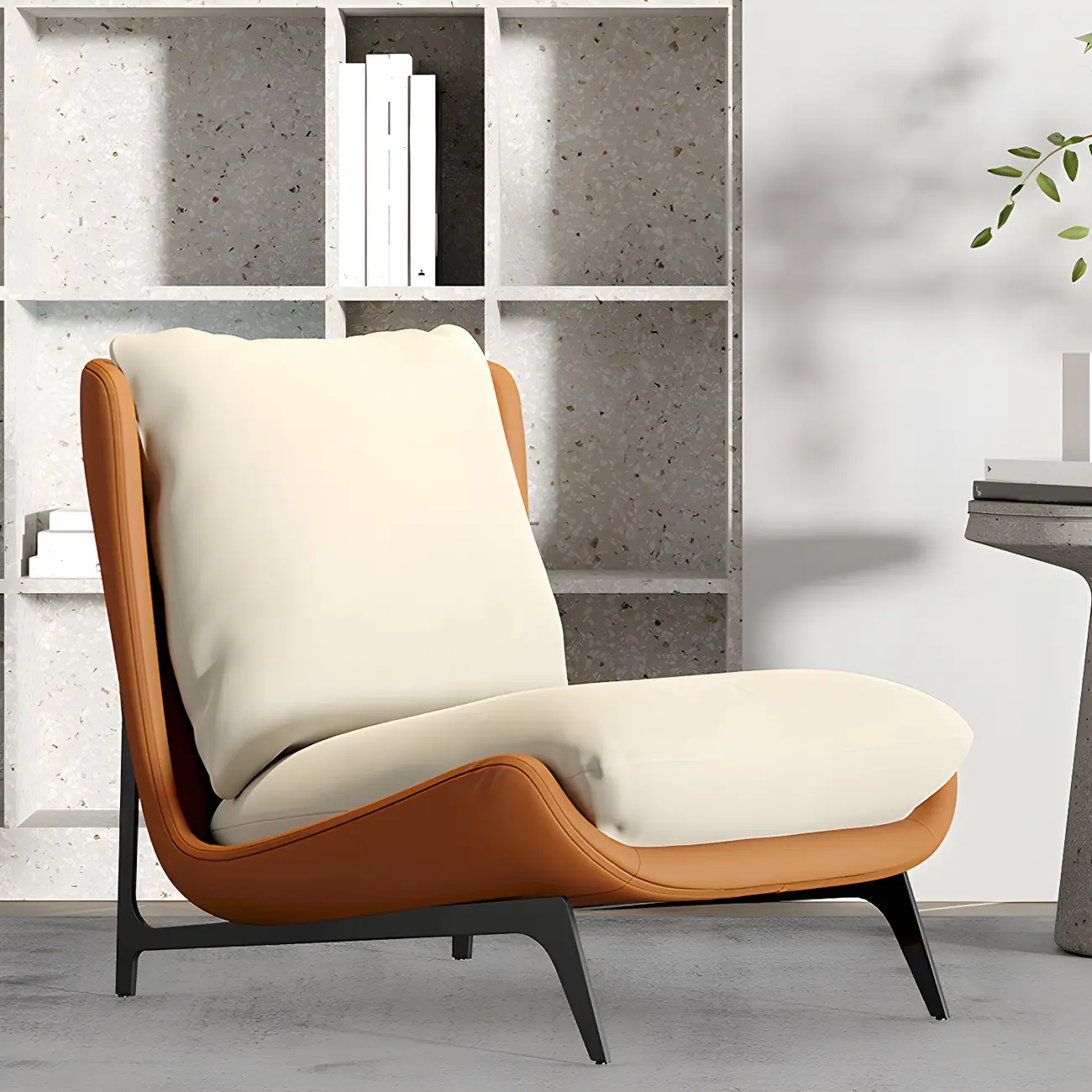 Modern High Back Leather Accent Chair with Pillow Back | homeyfad