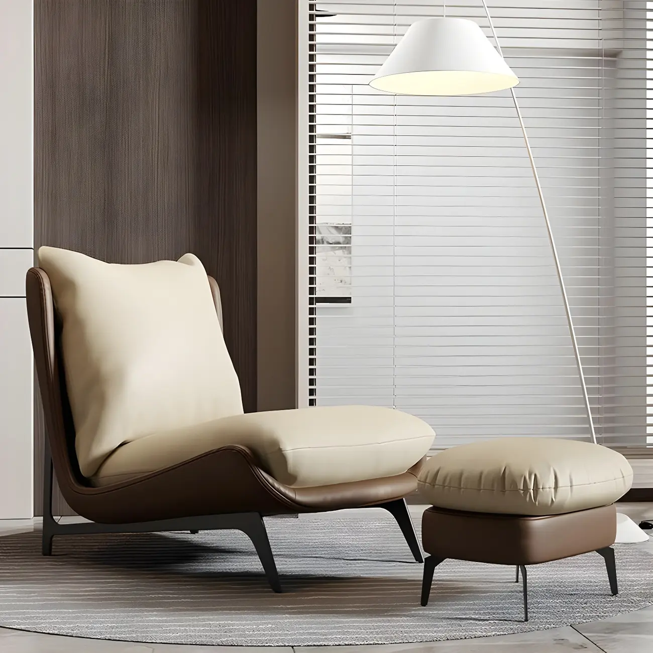 Modern Leather Armless Chair with High Pillow Back Image - 5 | homeyfad