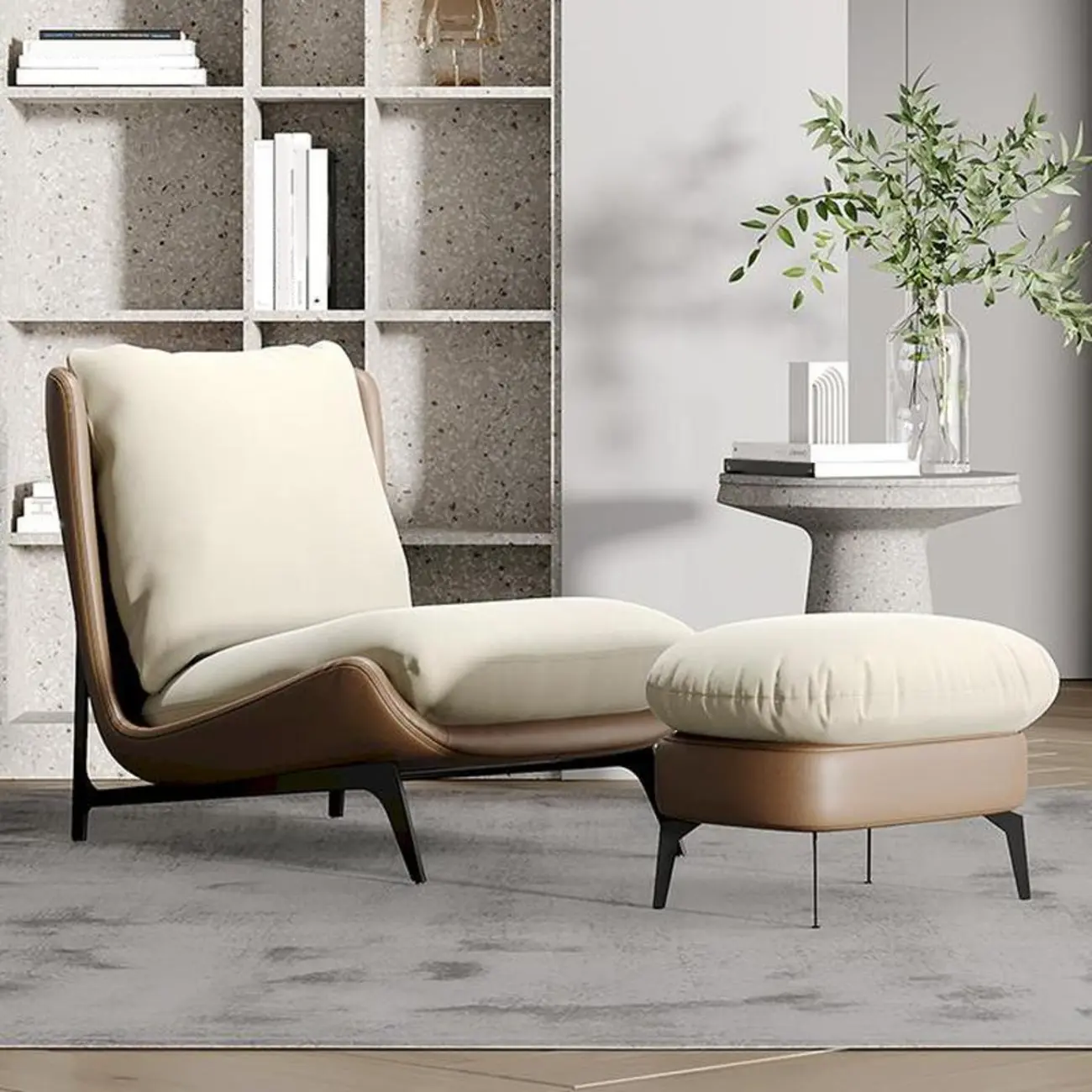 Modern Leather Armless Chair with High Pillow Back Image - 3 | homeyfad