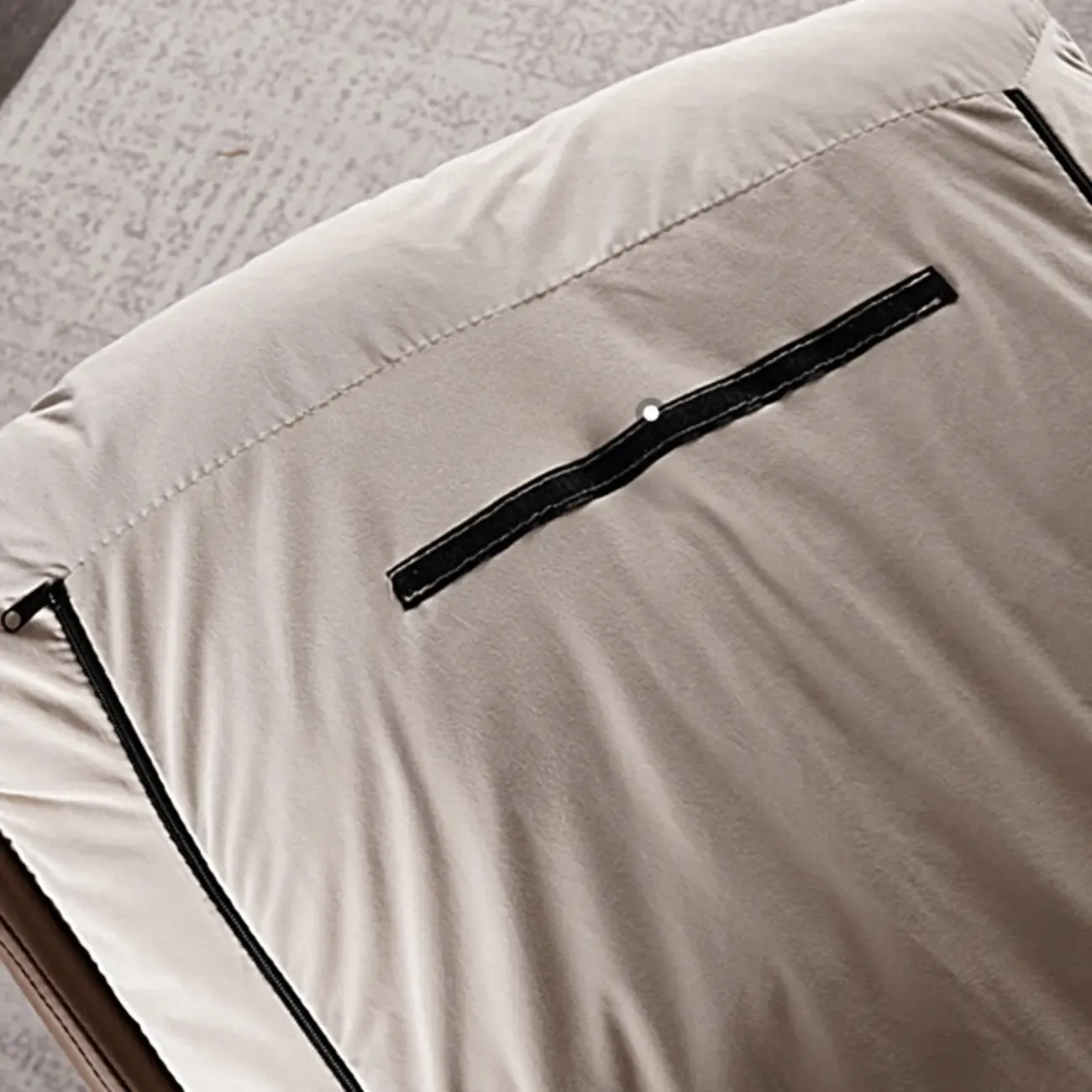 Modern Leather Armless Chair with High Pillow Back Image - 22