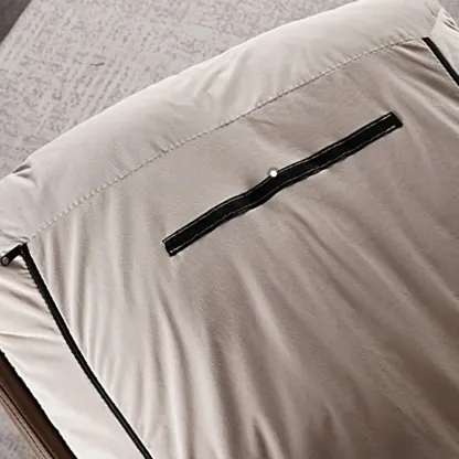 Modern Leather Armless Chair with High Pillow Back Image - 22