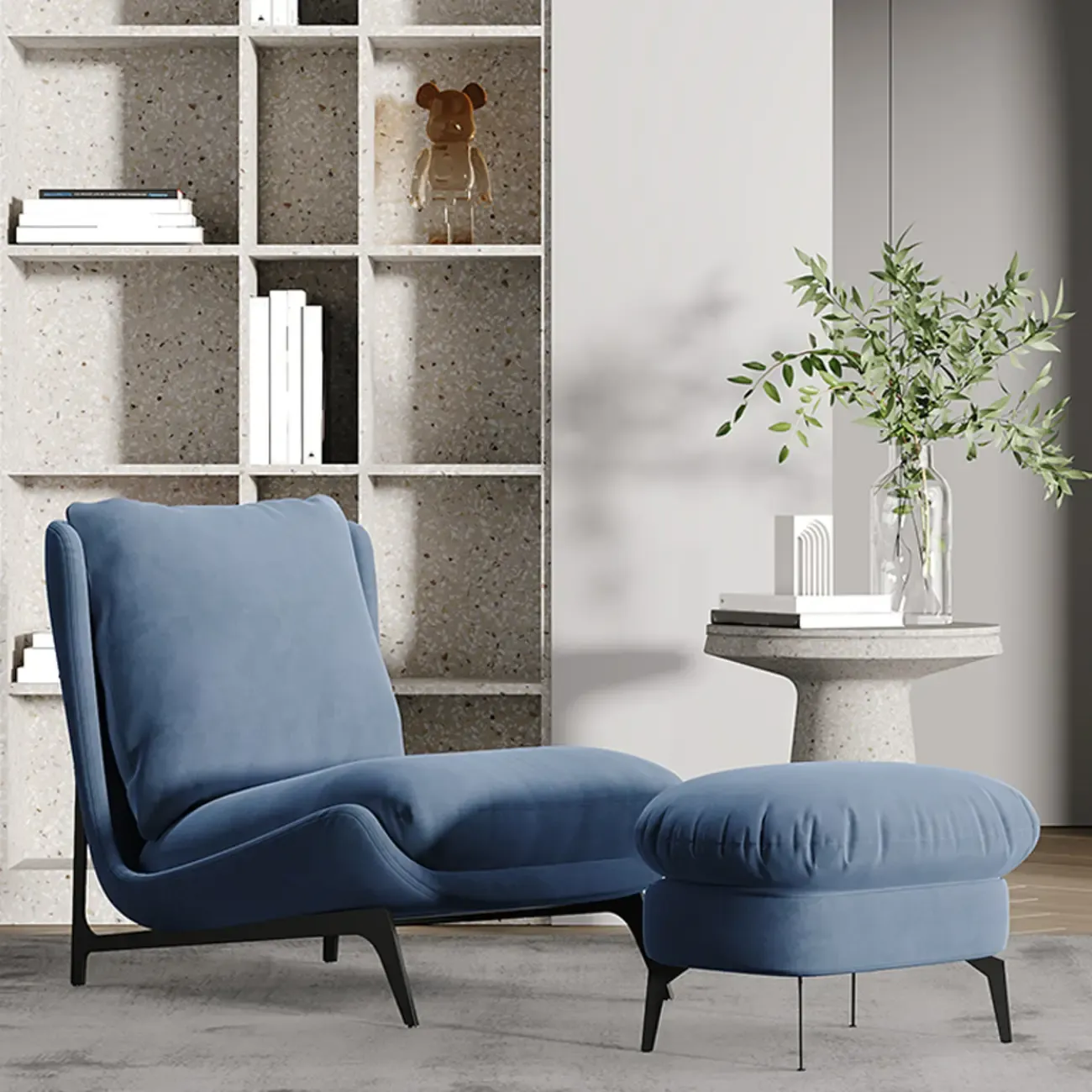 Modern Leather Armless Chair with High Pillow Back Image - 12