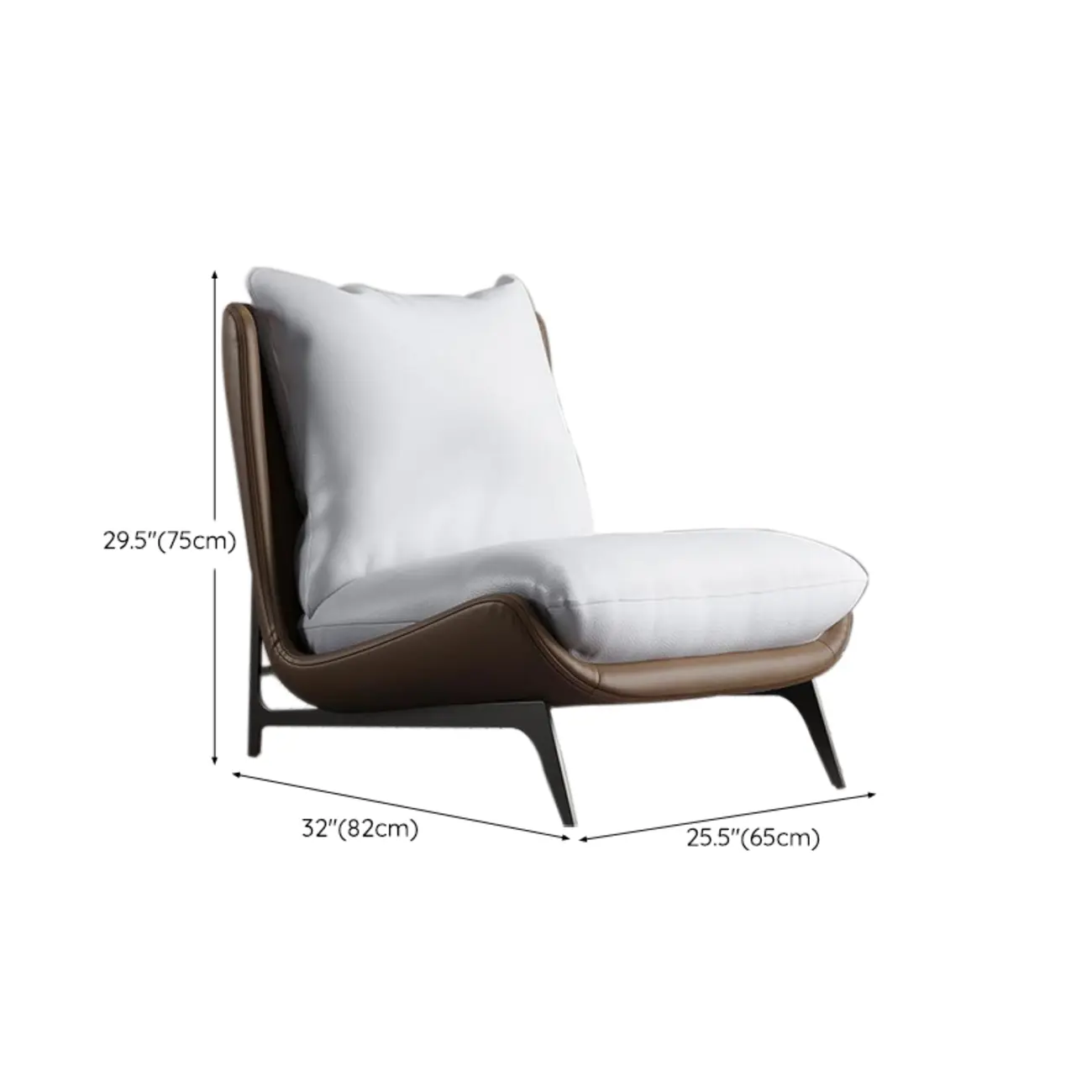Modern Leather Armless Chair with High Pillow Back Image - 20 | homeyfad
