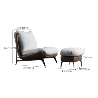 Modern Leather Armless Chair with High Pillow Back #size