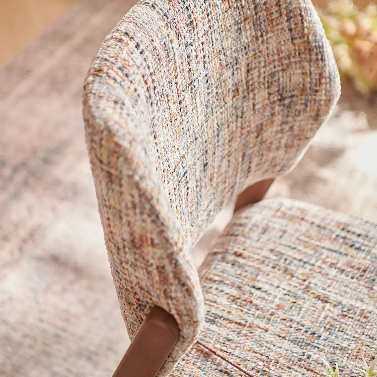 Mid Century Modern Wood Fabric Dining Chair Upholstery Image - 5 | homeyfad