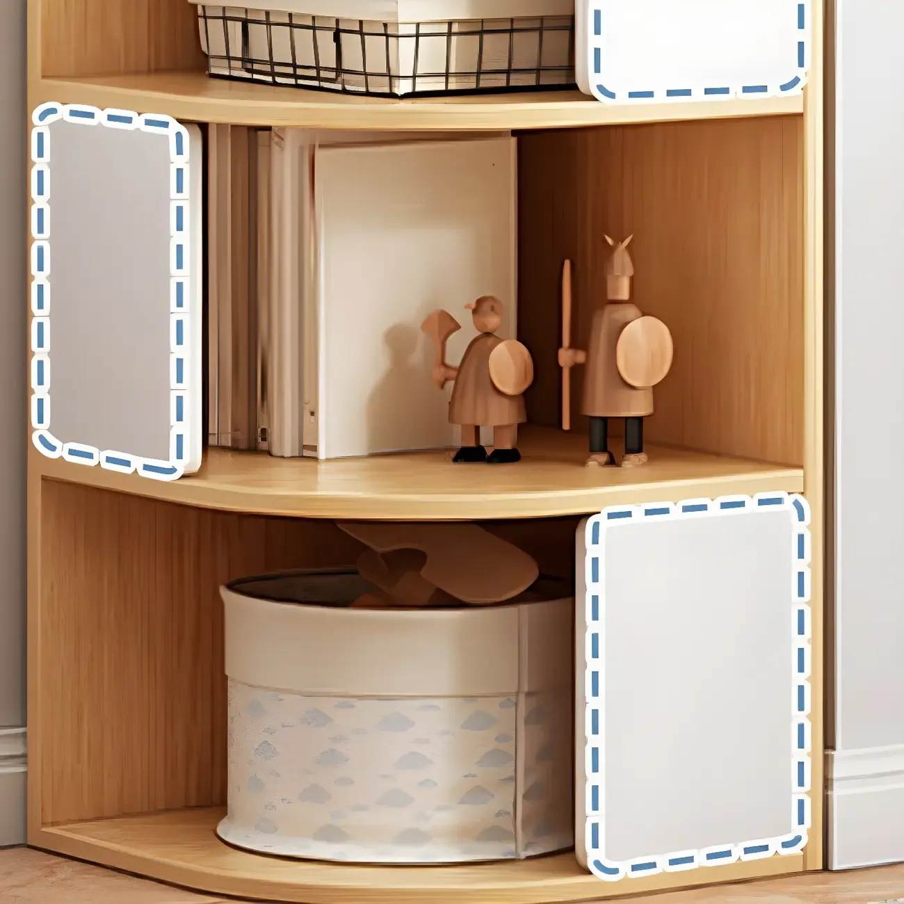 Narrow Modern 5-Tier Wood Brown Corner Bookcase Image - 8