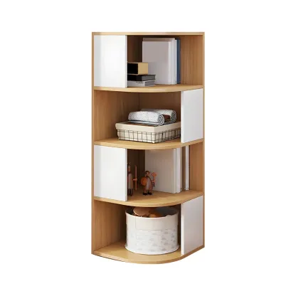 Narrow Modern 5-Tier Wood Brown Corner Bookcase Image - 10
