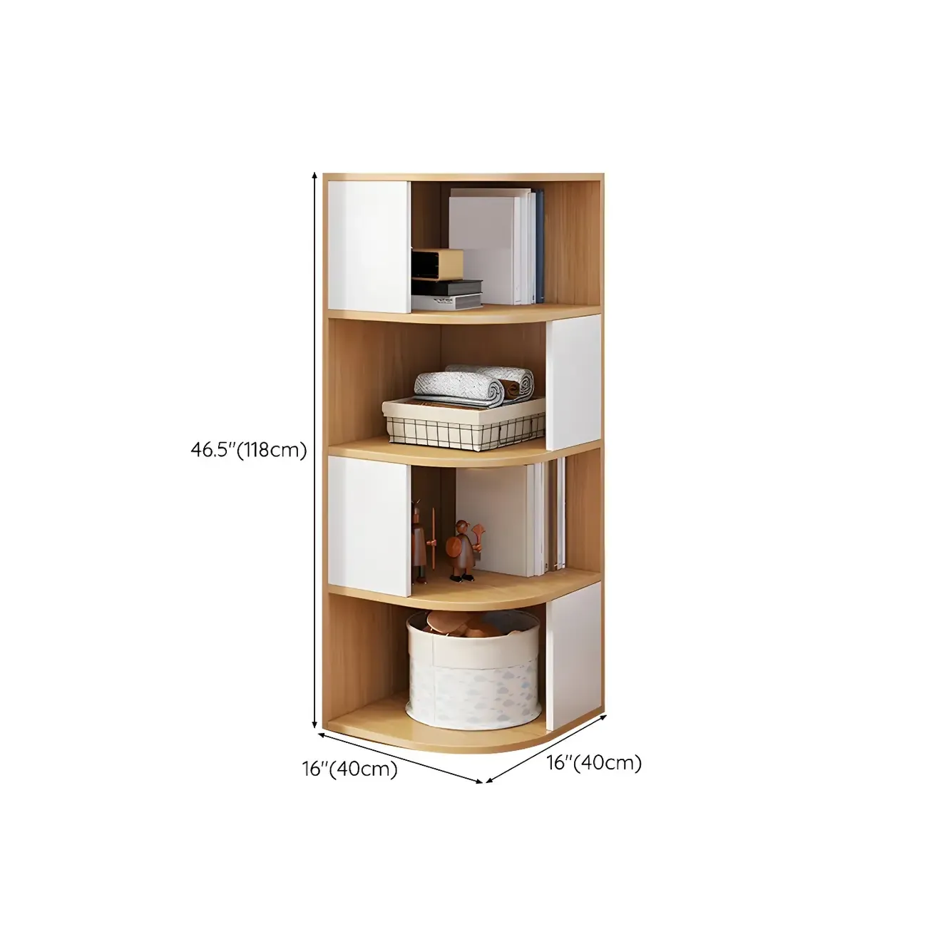 Narrow Modern 5-Tier Wood Brown Corner Bookcase Image - 17