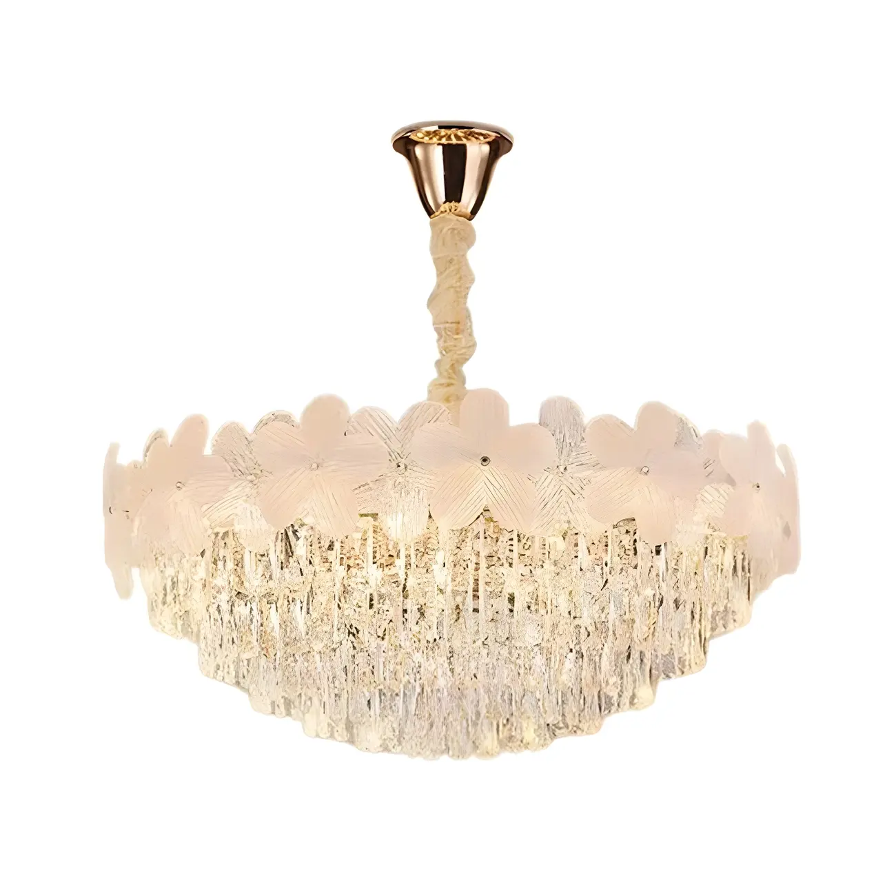 Golden Flower Crystal Chandelier Elegant LED for Living Room Image - 7 | homeyfad