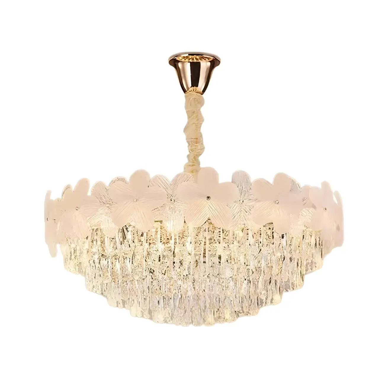 Golden Flower Crystal Chandelier Elegant LED for Living Room Image - 7