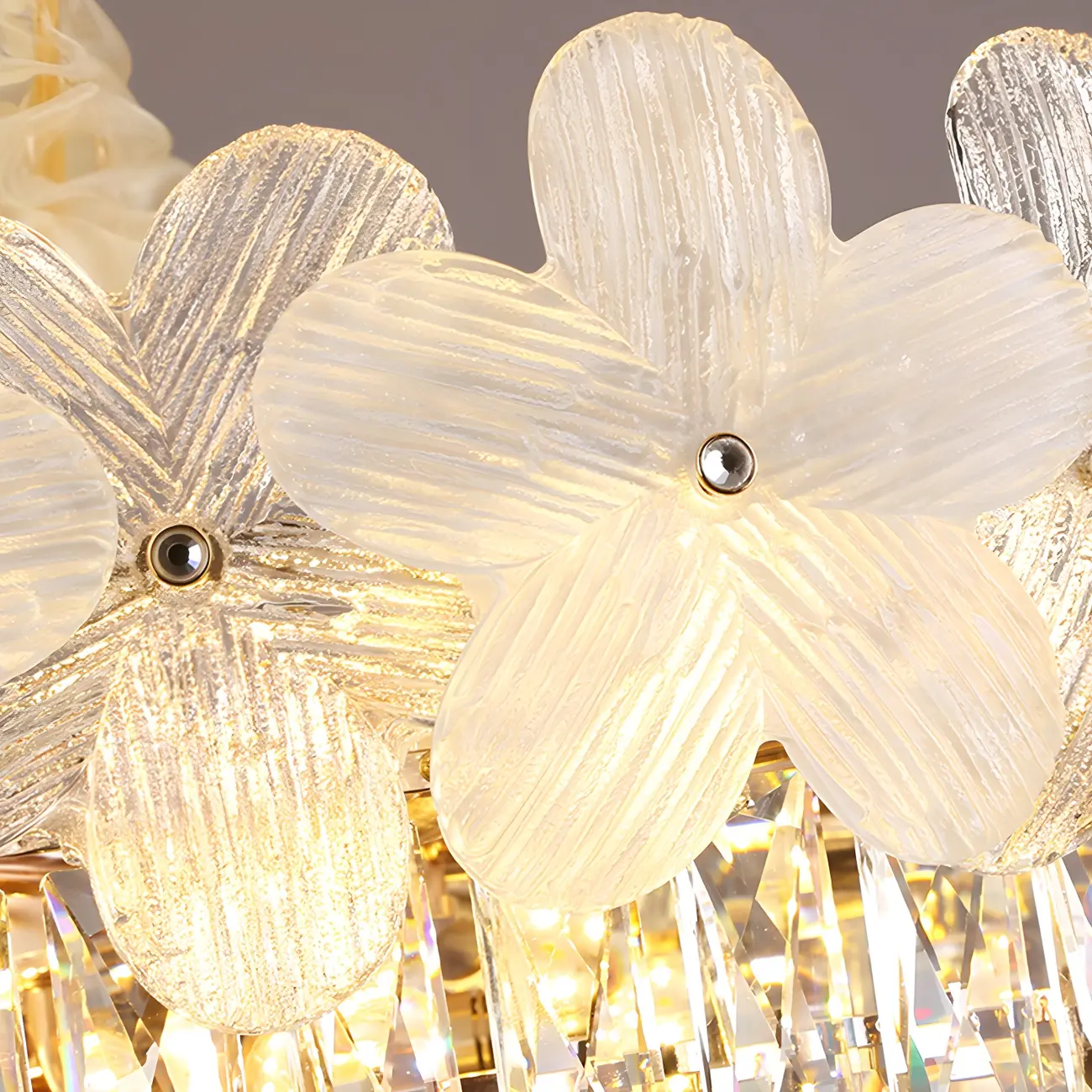 Golden Flower Crystal Chandelier Elegant LED for Living Room Image - 8 | homeyfad