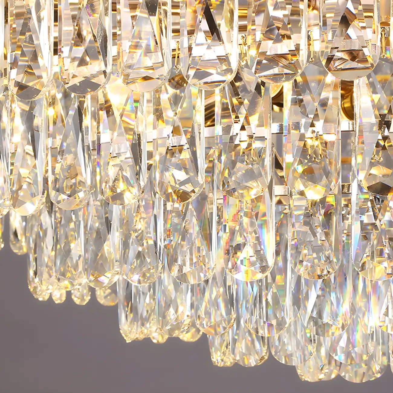 Golden Flower Crystal Chandelier Elegant LED for Living Room Image - 9