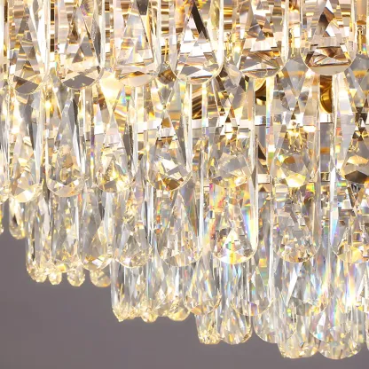 Golden Flower Crystal Chandelier Elegant LED for Living Room Image - 9