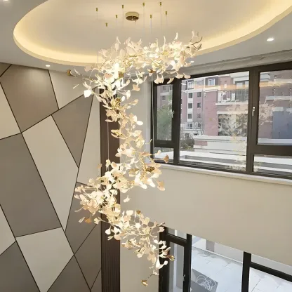 Gold Crystal Linear Glass Modern Chandelier Light Image - 3