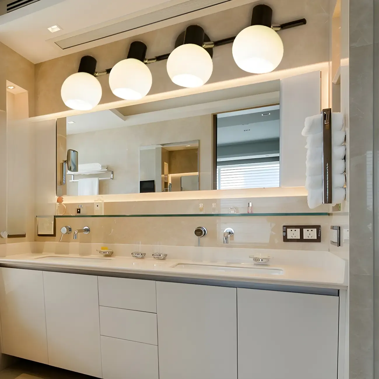 Round Modern Vanity Light with Elegant Glass Shades Image - 4