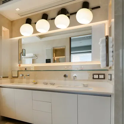 Round Modern Vanity Light with Elegant Glass Shades Image - 4