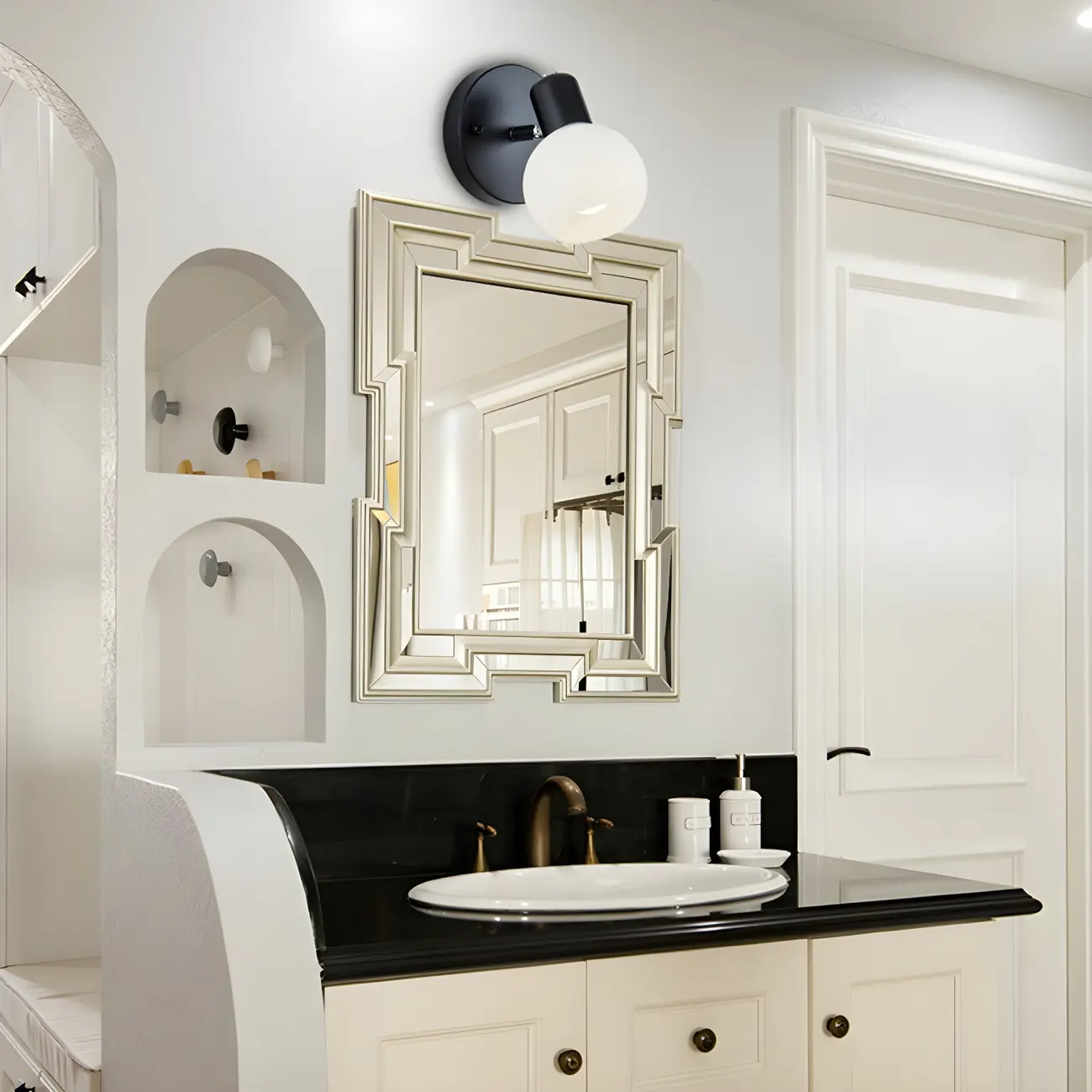 Round Modern Vanity Light with Elegant Glass Shades Image - 3 | homeyfad