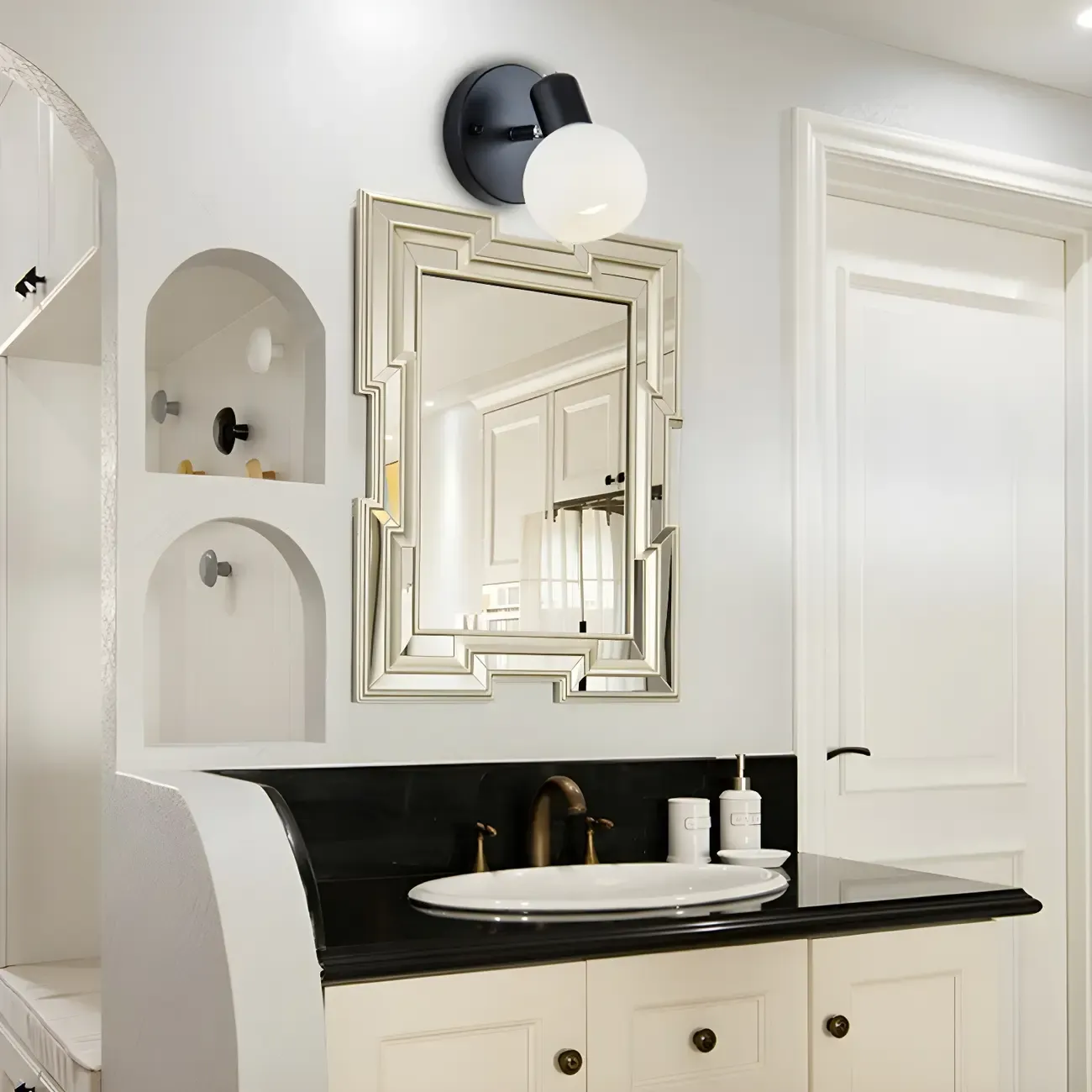 Round Modern Vanity Light with Elegant Glass Shades Image - 3