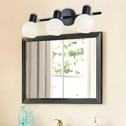 Round Modern Vanity Light with Elegant Glass Shades Image - 2