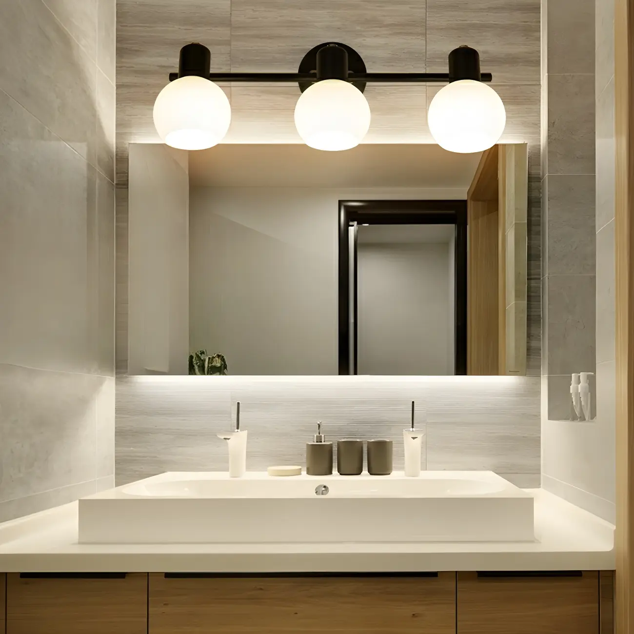 Round Modern Vanity Light with Elegant Glass Shades Image - 1 | homeyfad