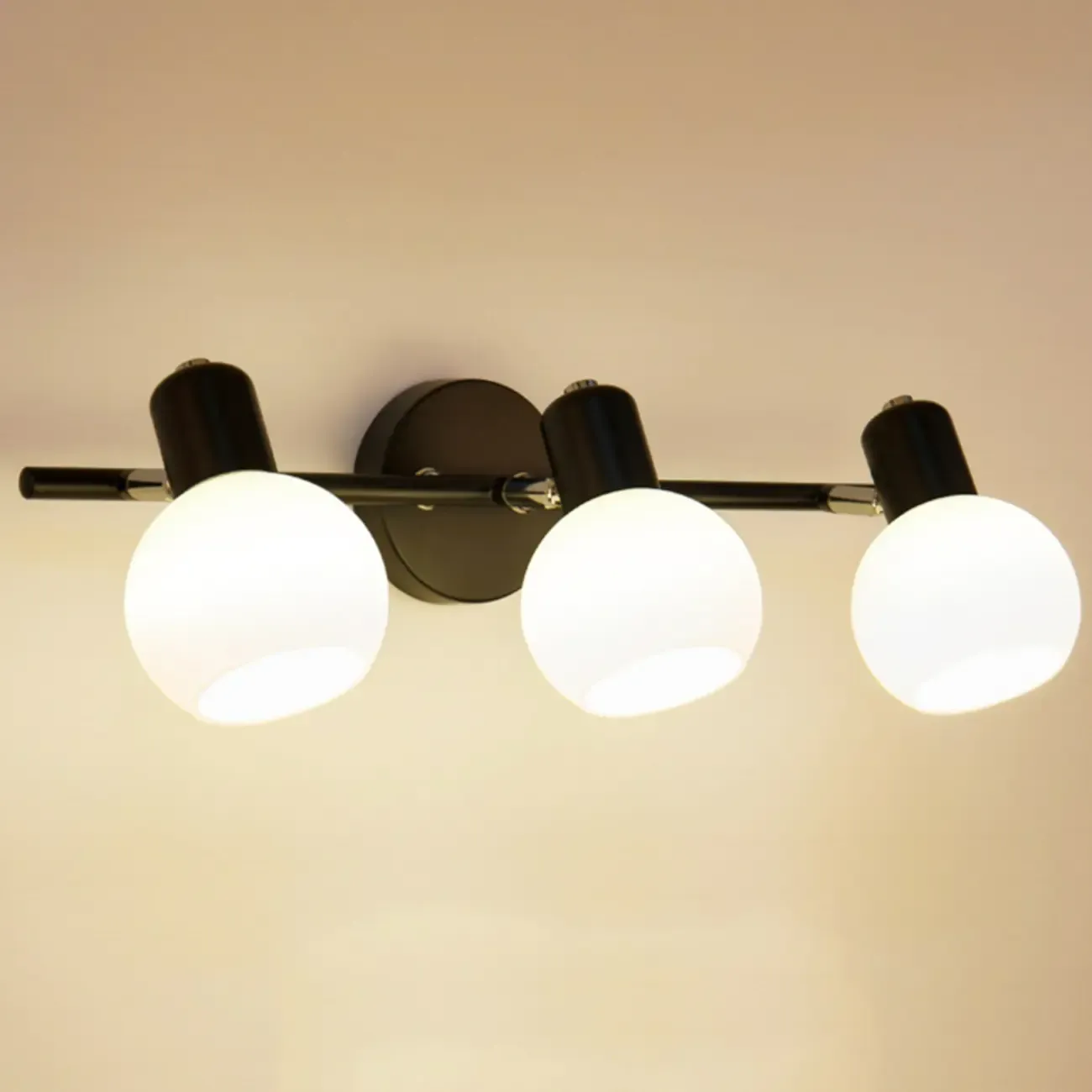 Round Modern Vanity Light with Elegant Glass Shades Image - 13