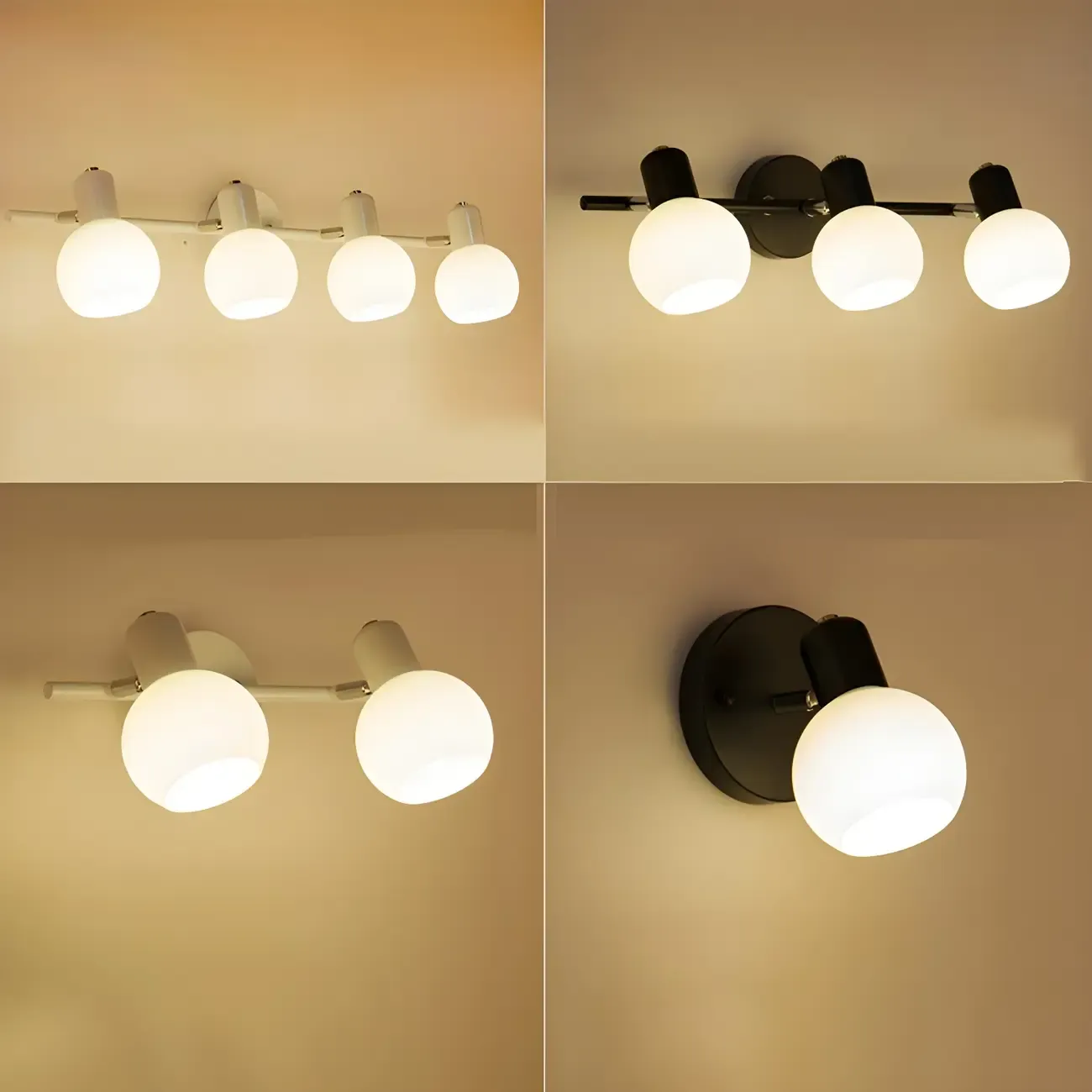 Round Modern Vanity Light with Elegant Glass Shades Image - 14