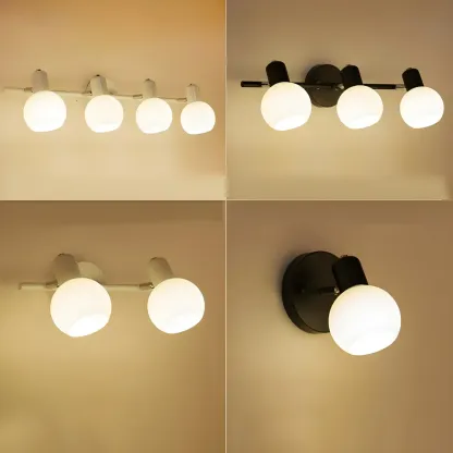 Round Modern Vanity Light with Elegant Glass Shades Image - 14