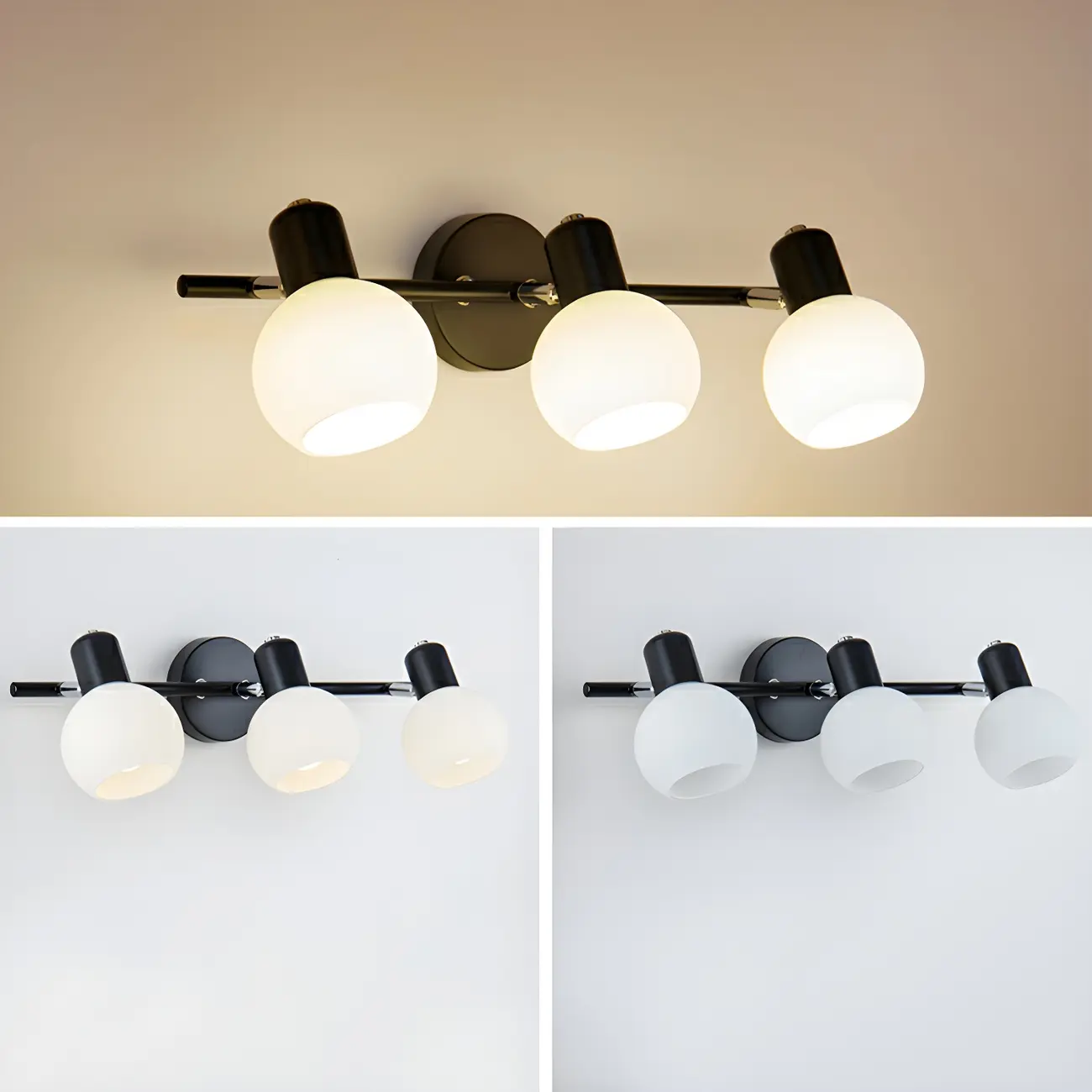 Round Modern Vanity Light with Elegant Glass Shades Image - 16 | homeyfad