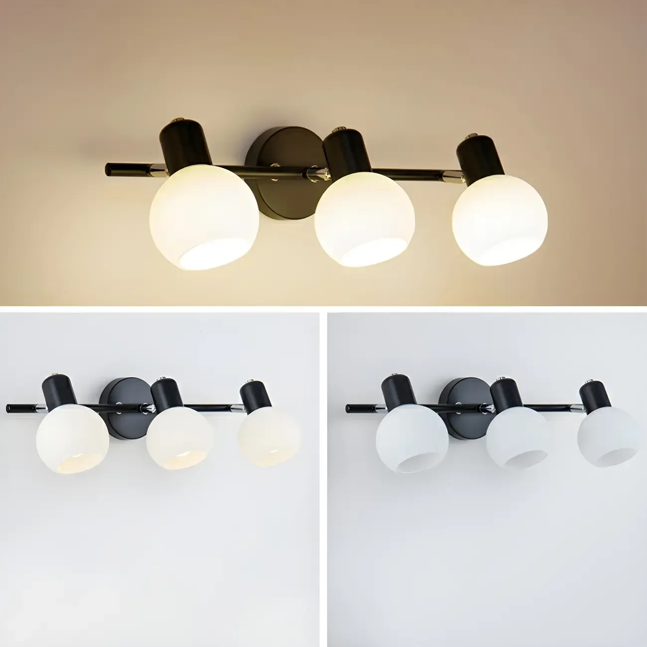 Round Modern Vanity Light with Elegant Glass Shades Image - 16