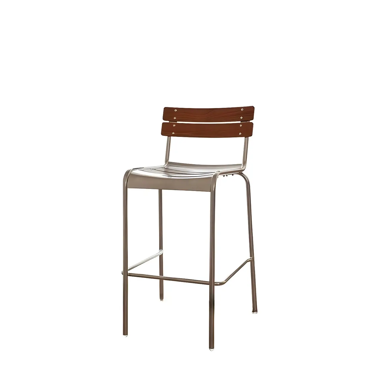 Modern Metal Frame Sleek Wood Back Stackable Bar Stool Image - 5 | homeyfad