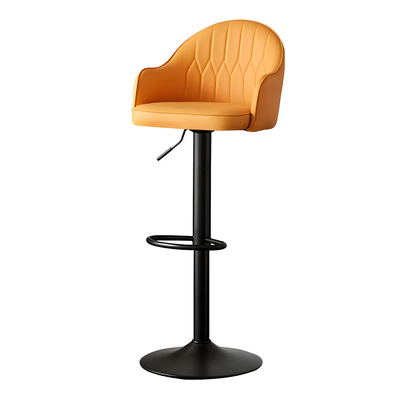 Swivel Upholstered Adjustable Height Home Armed Barstool with Metal Base | homeyfad