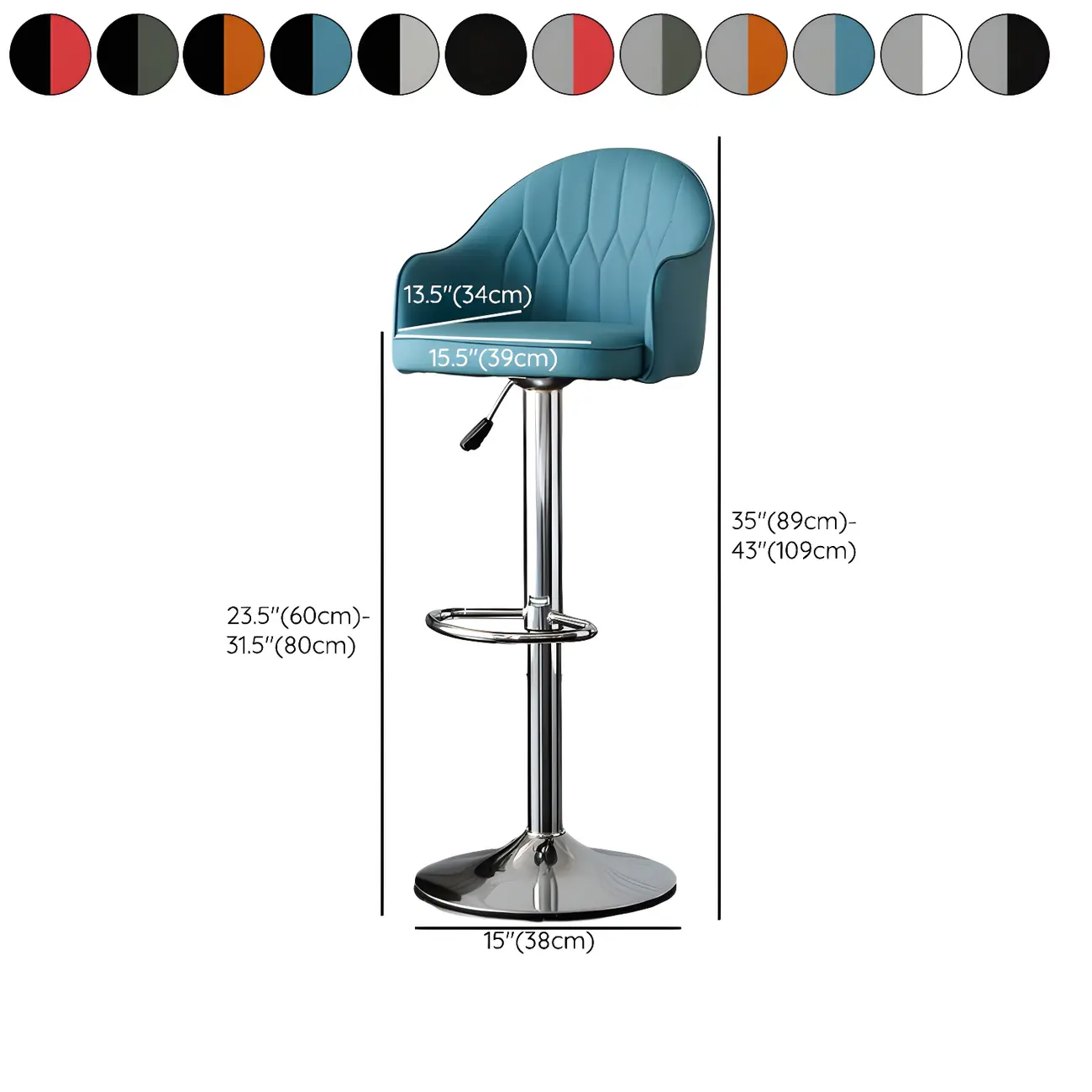 Swivel Upholstered Adjustable Height Home Armed Barstool with Metal Base | homeyfad