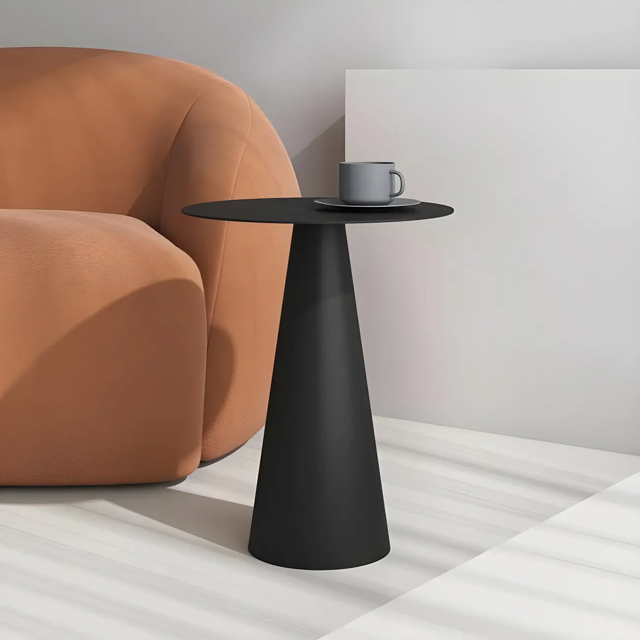 Minimalist Black Iron Round Metal End Table for Living Room Image - 1 | homeyfad