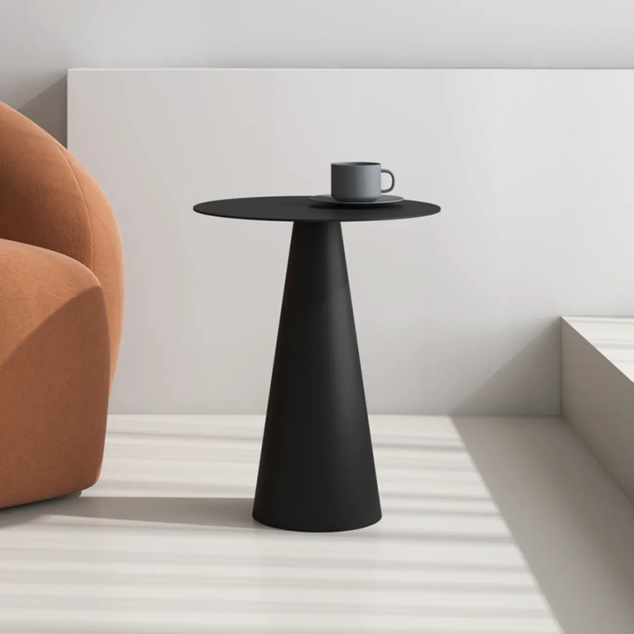 Minimalist Black Iron Round Metal End Table for Living Room Image - 2 | homeyfad