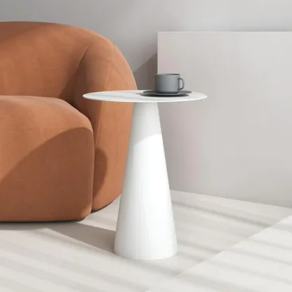 Minimalist Black Iron Round Metal End Table for Living Room Image - 6