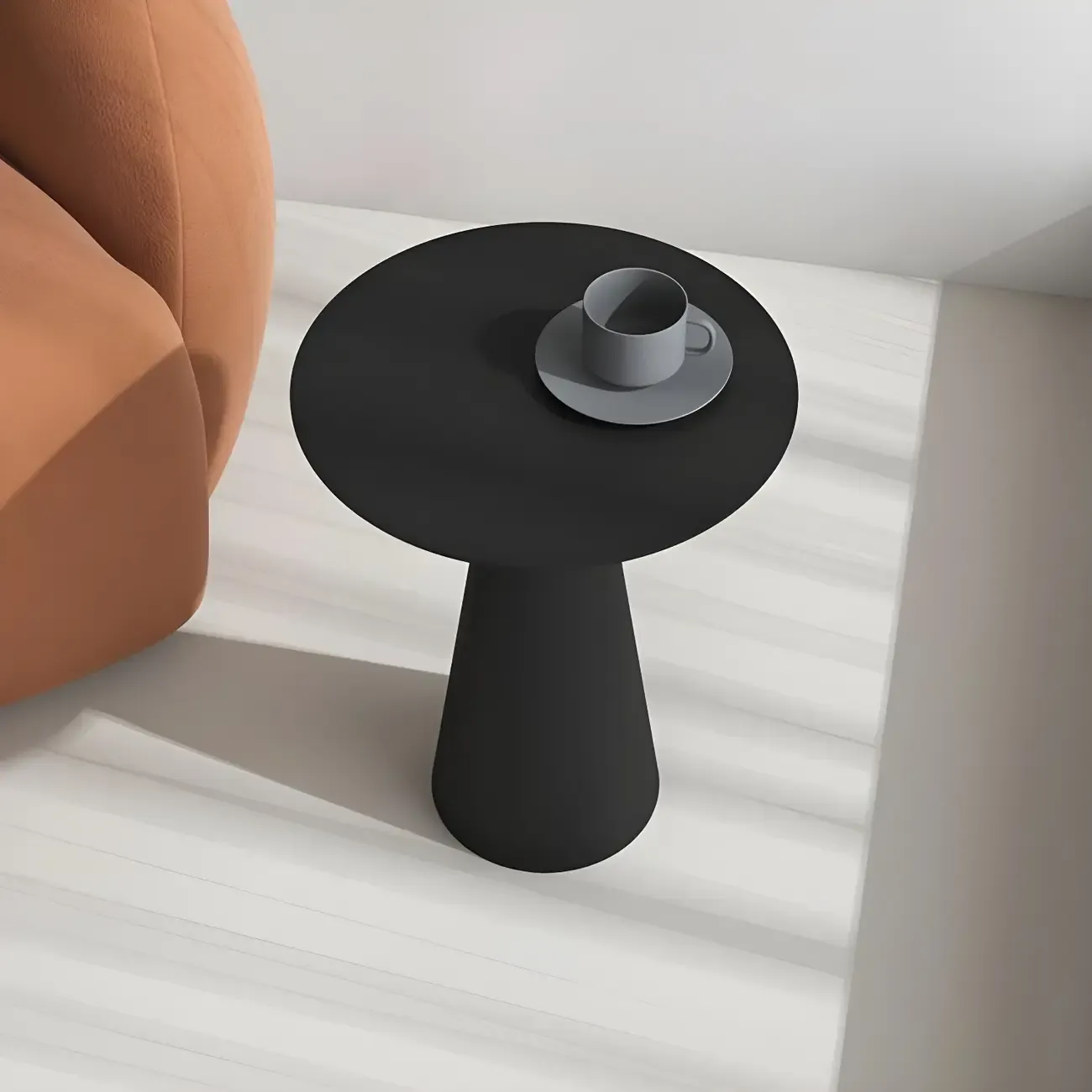 Minimalist Black Iron Round Metal End Table for Living Room Image - 10