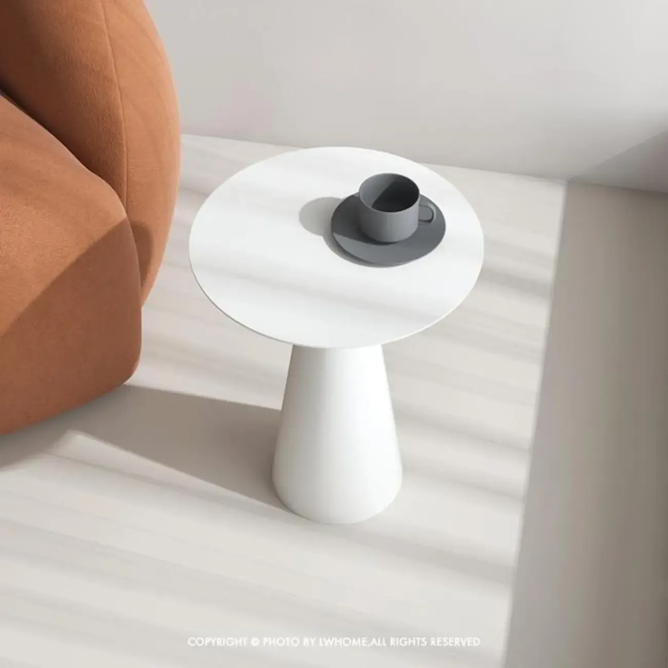 Minimalist Black Iron Round Metal End Table for Living Room Image - 11