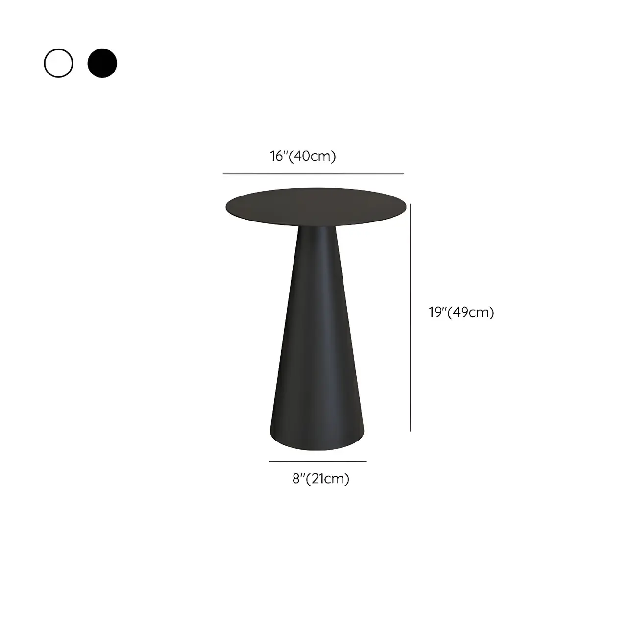Minimalist Black Iron Round Metal End Table for Living Room #size