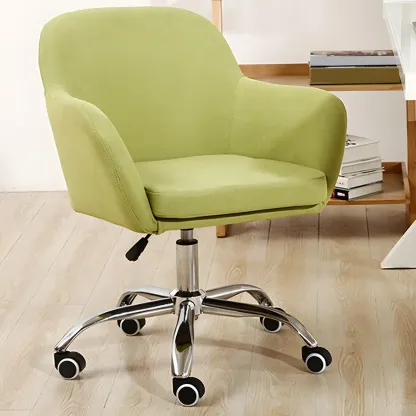 Low-back Green Fabric Swivel Office Chair with Arm Image - 1