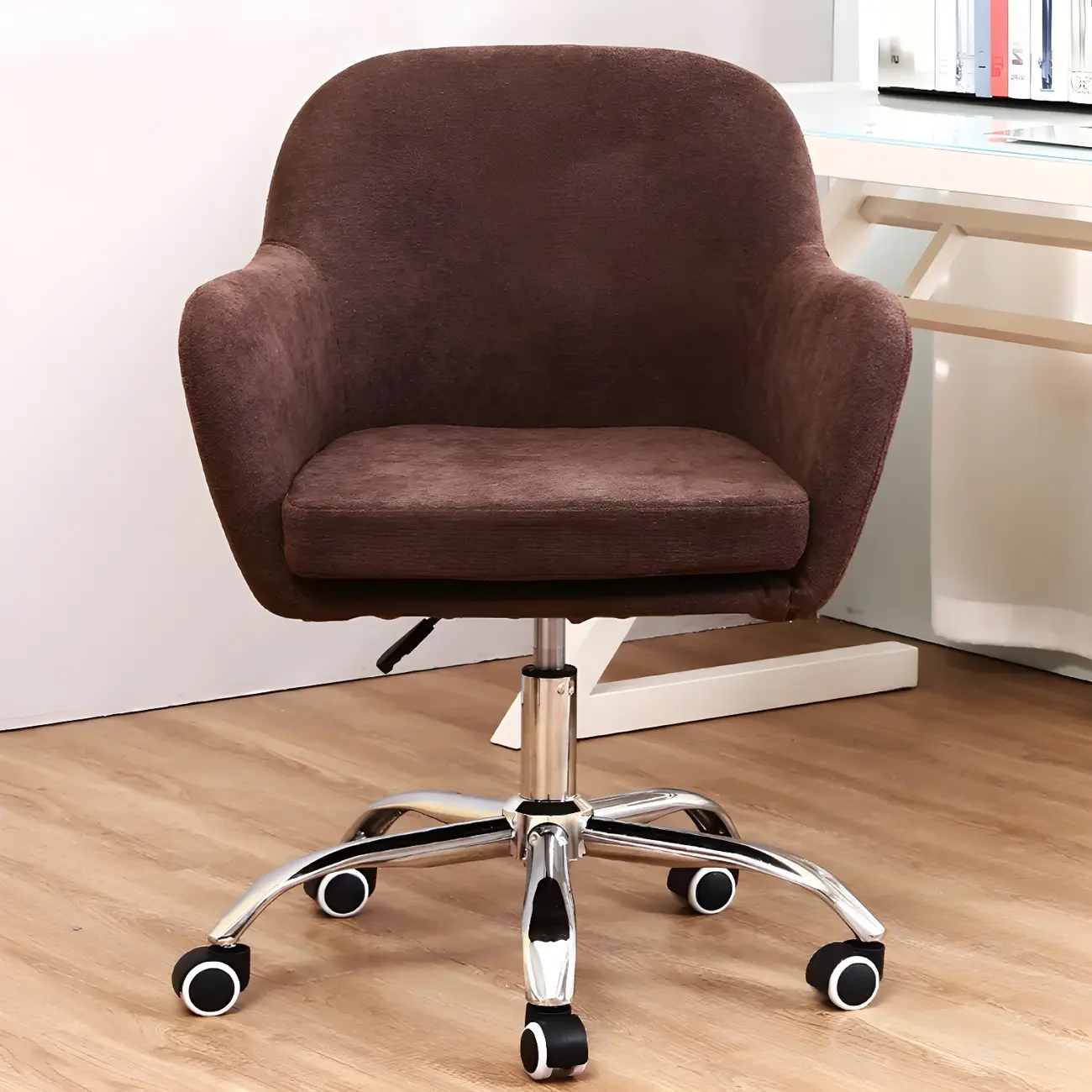 Low-back Green Fabric Swivel Office Chair with Arm Image - 7 | homeyfad