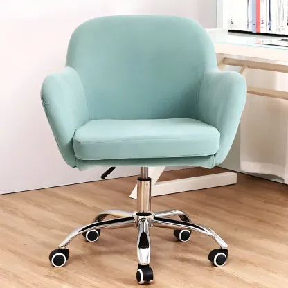 Low-back Green Fabric Swivel Office Chair with Arm Image - 6