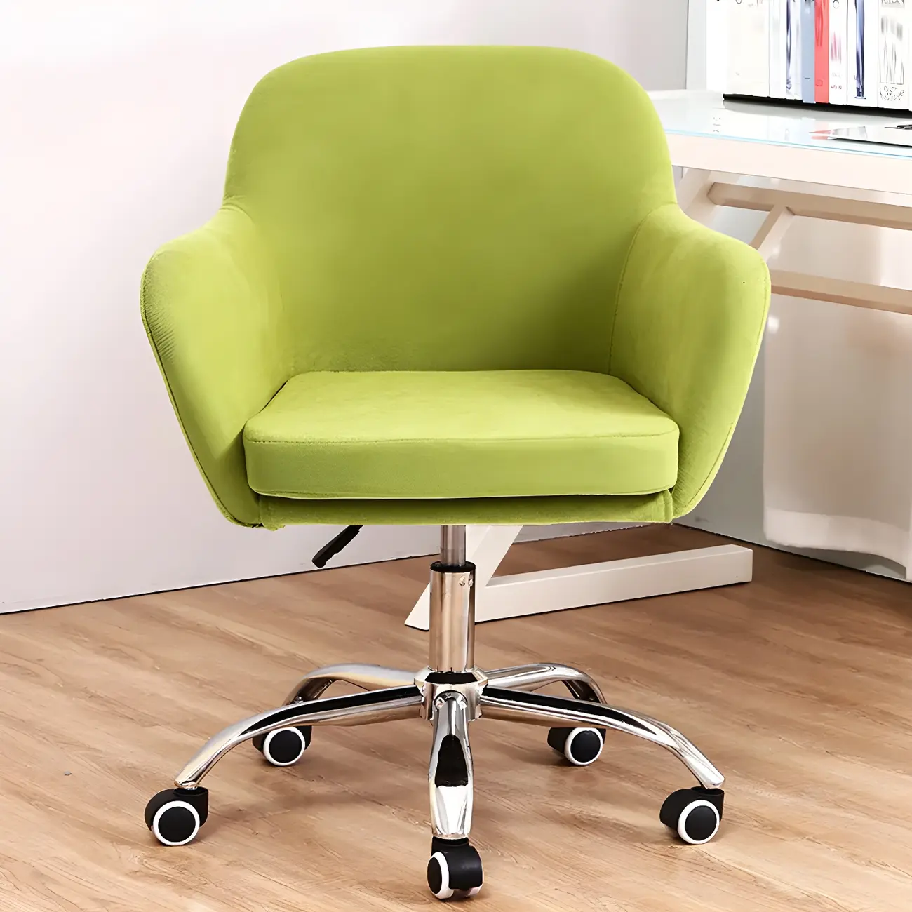 Low-back Green Fabric Swivel Office Chair with Arm Image - 2 | homeyfad