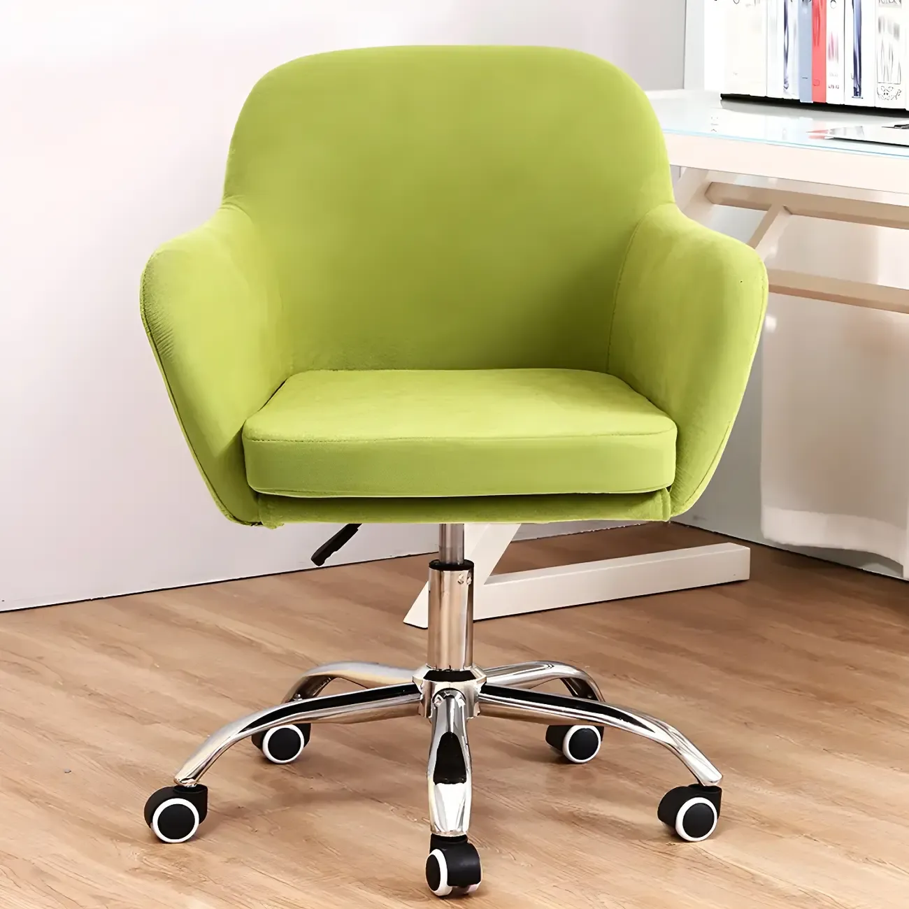 Low-back Green Fabric Swivel Armrest Office Chair | HomeyFad