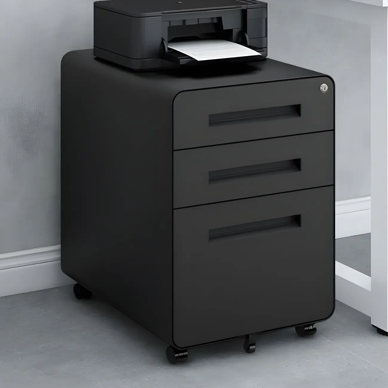 Traditional Steel Vertical File Cabinet with Wheels for Home Office Image - 2 | homeyfad