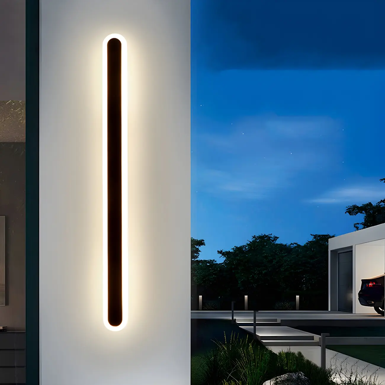 Modern Slim Oval Natural Light LED Outdoor Wall Light | homeyfad
