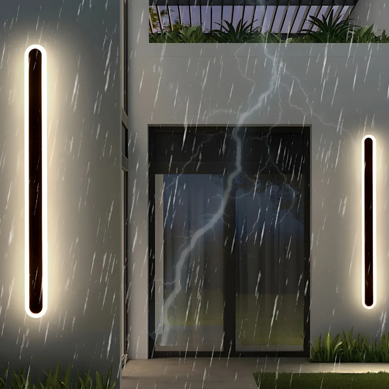 Modern Slim Oval Natural Light LED Outdoor Wall Light