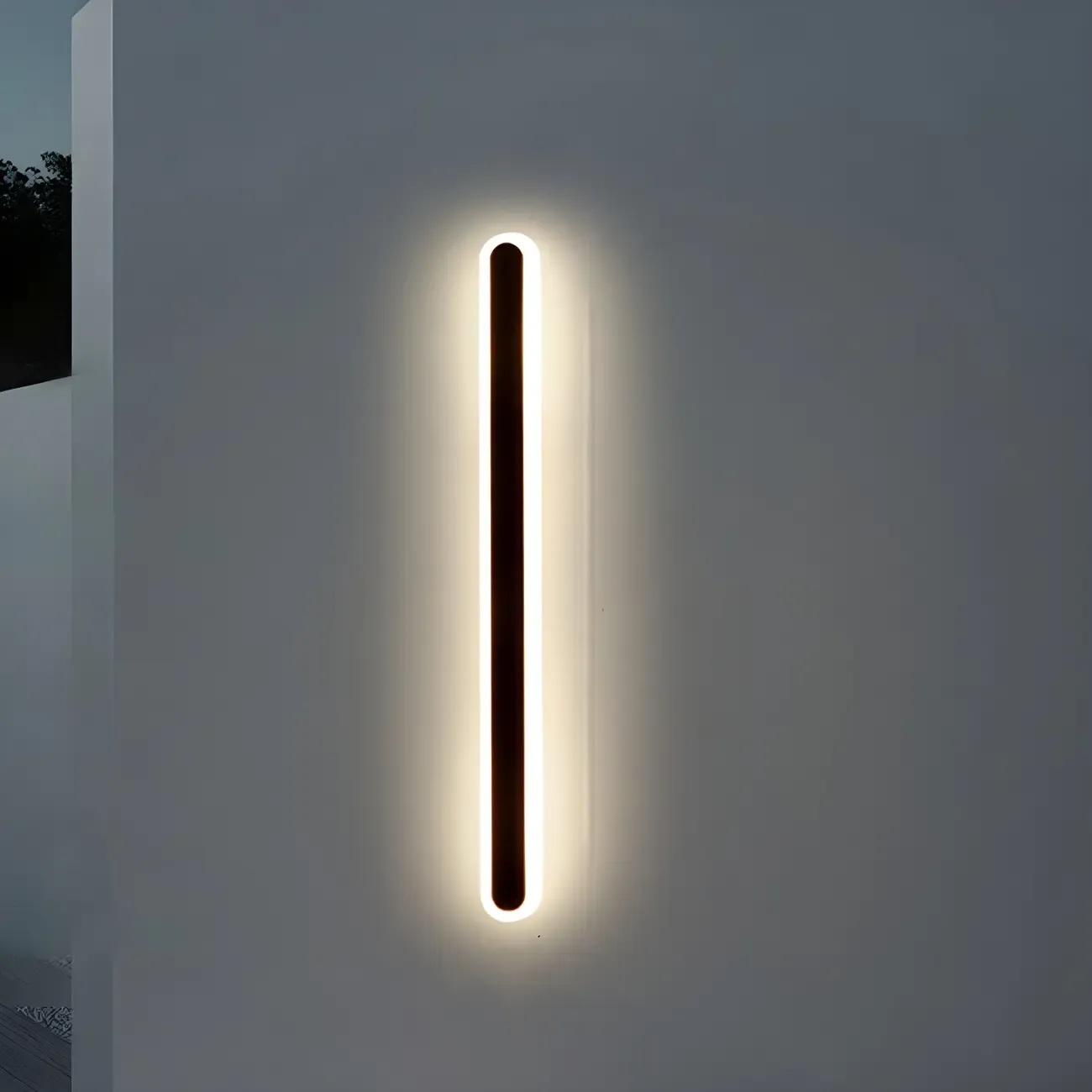 Modern Slim Oval Natural Light LED Outdoor Wall Light
